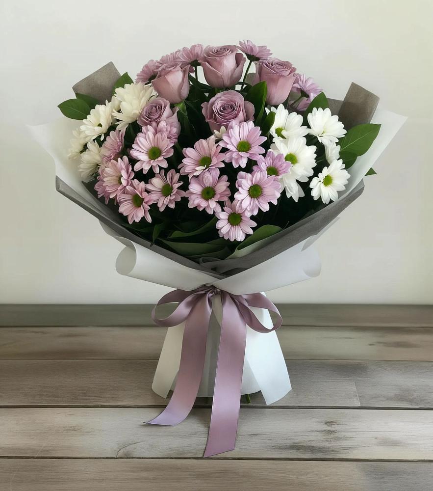 Букет цветов из: Хризантемы и Розы в Гремячее