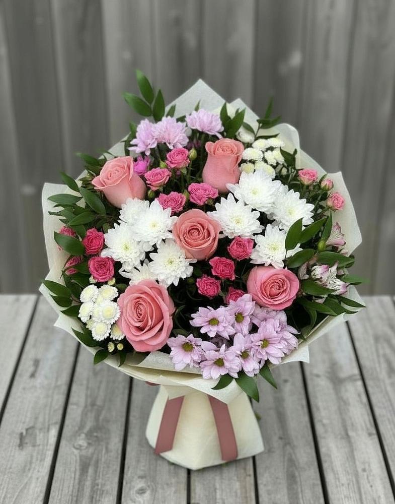 Букет цветов из: Альстромерии, Гвоздики, Розы и Хризантемы в Гремячее