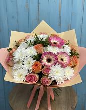 Букет цветов из:  Розы, Герберы и Хризантемы в Гремячее