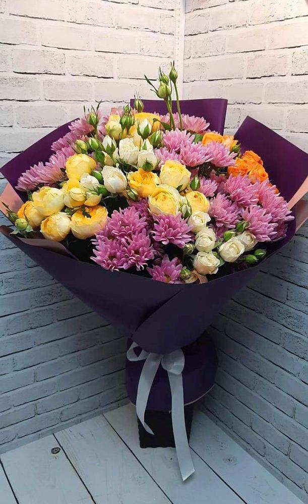 Букет цветов из: Хризантемы и Розы в Гремячее