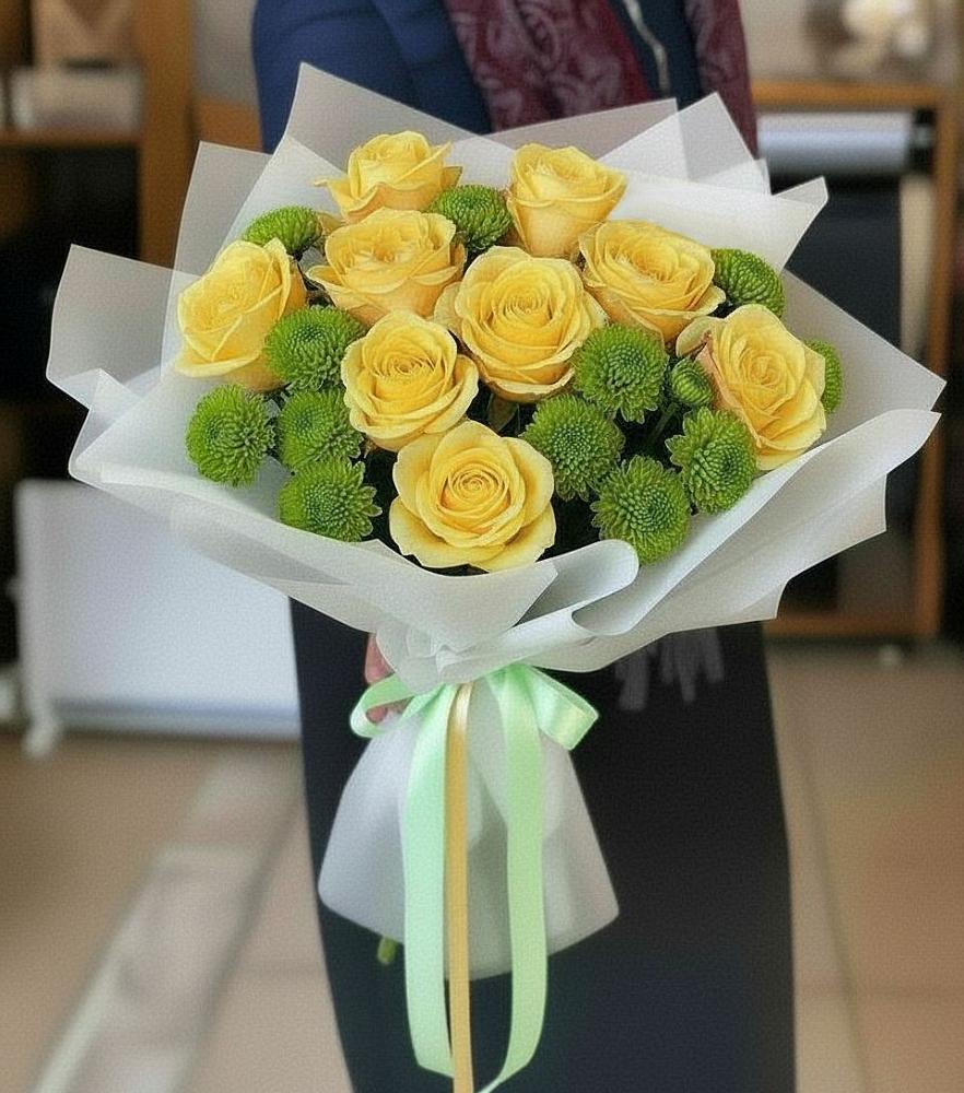 Букет цветов из: Хризантемы и Розы в Гремячее