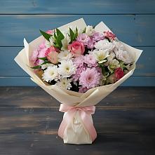 Букет цветов из:  Хризантемы, Альстромерии и Розы в Гремячее