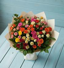 Букет Микс из разноцветных кустовых роз в Гремячее